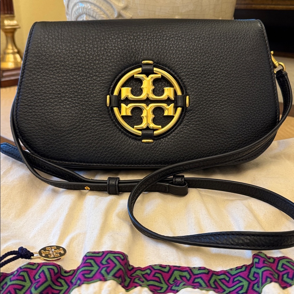 Tory Burch Miller Clutch / Shoulder Bag, Pebbled Leather - Picture 13 of 14